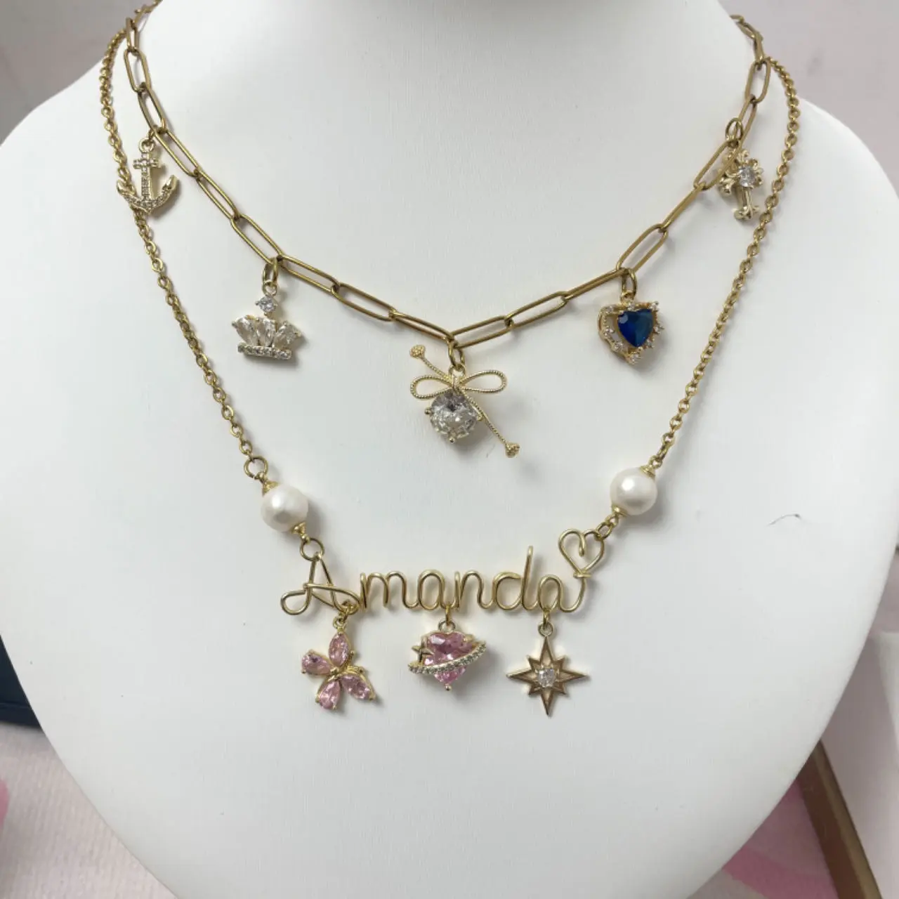 #(Double necklace) Custom Double-Layer Name Necklace #(Double necklace) Custom Double-Layer Name Necklace
