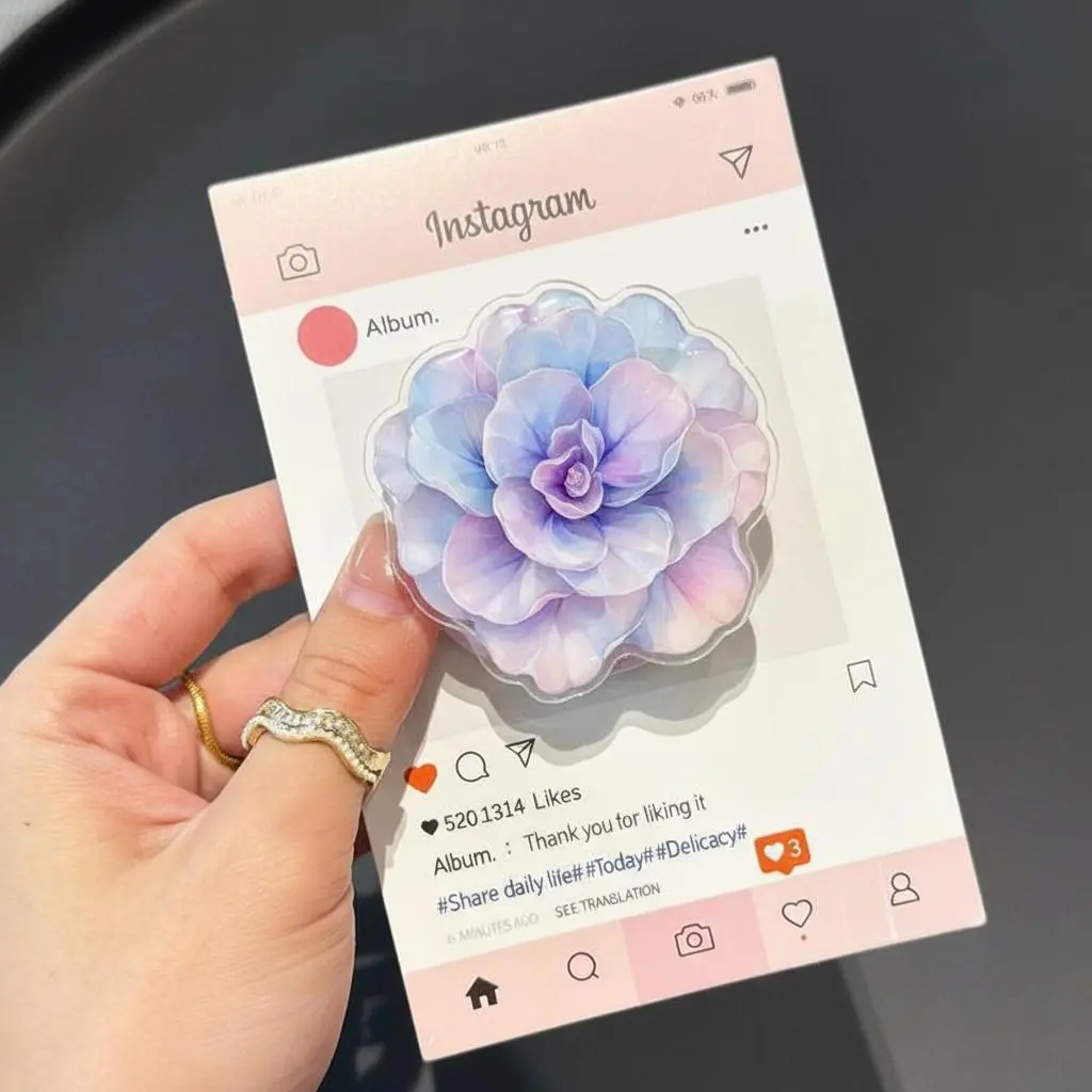 Pastel Gradient Flower MagSafe Phone Grip – Aesthetic Floral Magnetic Pop Socket Kickstand – Soft Girl Gift for Her
