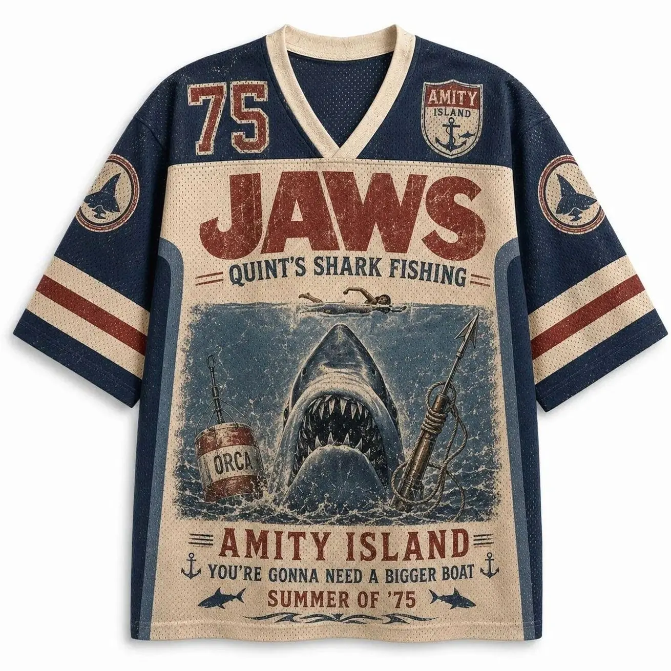 Jaws Quint's Shark Fishing Jersey Shirts CS6 E97