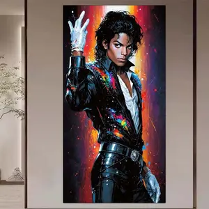 1 set of DIY diamond painting kit, 5D diamond art set, DIY decoration white gloves, black jacket, colored background. Mosaic, diamond art, DIY art home decoration, suitable for Christmas.