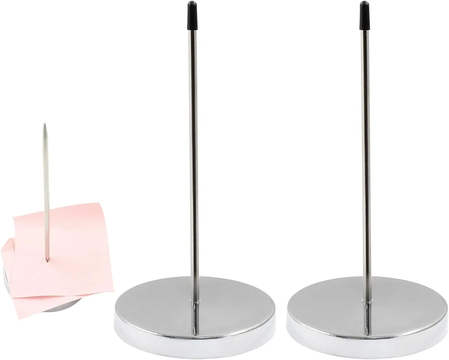 2-Pack 5.5" Silver Stainless Steel Desk Receipt Holder Spike, Office Stationery, Desk Organizer for Restaurant Bill Ticket Organization
