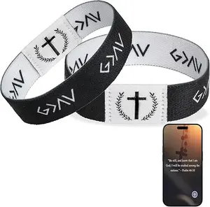 NFC Smart Bracelet - Daily Faith-Inspired Fashion Accessory, Double-Sided 2-Tone Design, Tap-to-Open Bible Scripture on Phone, Stylish Wearable Costume Jewelry Wristband