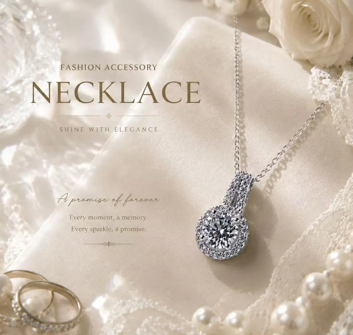 [XL1011] A one-carat rabbit-ear shaped full-set gemstone pendant necklace with additional accessories. When worn alone, it is a gemstone round-cut four-prong fixed necklace. A fashionable accessory that suits various styles.