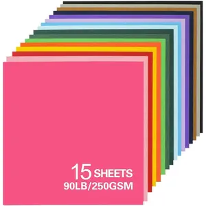 12x12 Cardstock 15sheets Colored Cardstock Assorted 24 Colors, 90 lb/250 gsm Card Stock Colorful Paper for Cricut Machine, Card Making, Scrapbook & DIY Crafts (Colored) Stationery