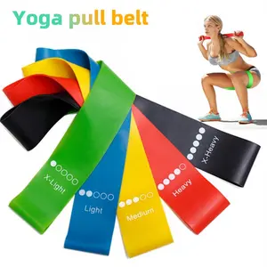 Yoga Resistance Rubber Bands Indoor Outdoor Fitness Equipment 0.35mm-1.1mm Pilates Sport Training Workout Elastic Bands Green Yellow Black Blue Red 600mm Width 50mm Thickness 5 Pack