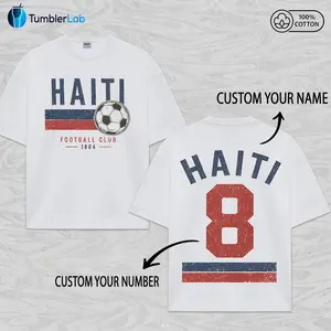 Custom Your Name & Number Haiti 100% Cotton T-shirt, Personalized Haiti Tee, Customized Haiti Soccer Shirts For Men, Soccer T-Shirt For Team, The Big Tournament 2026 Inspired