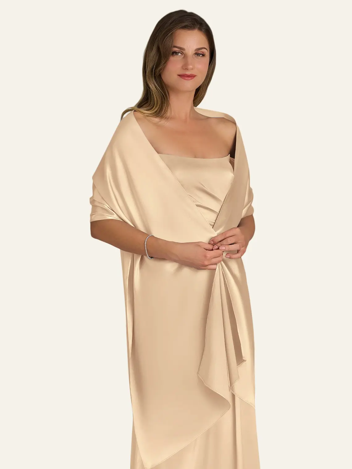 Azazie Matching Color Metallic Satin Shawl - Shimmering, Draped, Formal Accessory for Evening Parties, Weddings, Watch Parties, Watch Party