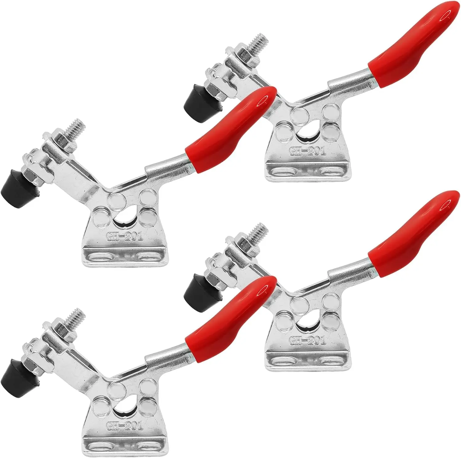 4Pcs 201A Model Toggle Clamps, 60lb Holding Capacity, Anti-Slip Horizontal Quick-Release Hand Tools, Secure Hold-Down Clamps for Woodworking, Welding