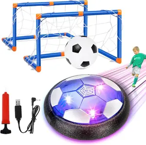Air Power Soccer Ball Rechargeable Football Game for Kids Toy Boys Football with 2 Goals Rechargeable LED Light Hover Football Game Birthday Gift for Boys Girls