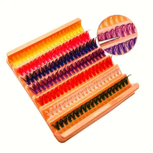 140 Individual Lashes Cluster 14mm Colorful Eyelash Extension Kit, 7 Colors Available, DIY Natural Clusters False Lashes, Perfect for Beauty Enhancements, Eyelash Extensions Kit