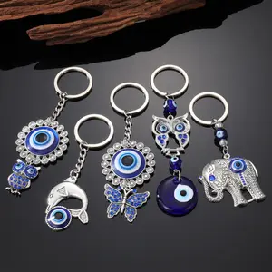 5PCS Keychains Car Pendant Devil Eye Key Blue Eyes Elephant Cute Cartoon Creative Backpack Pendant