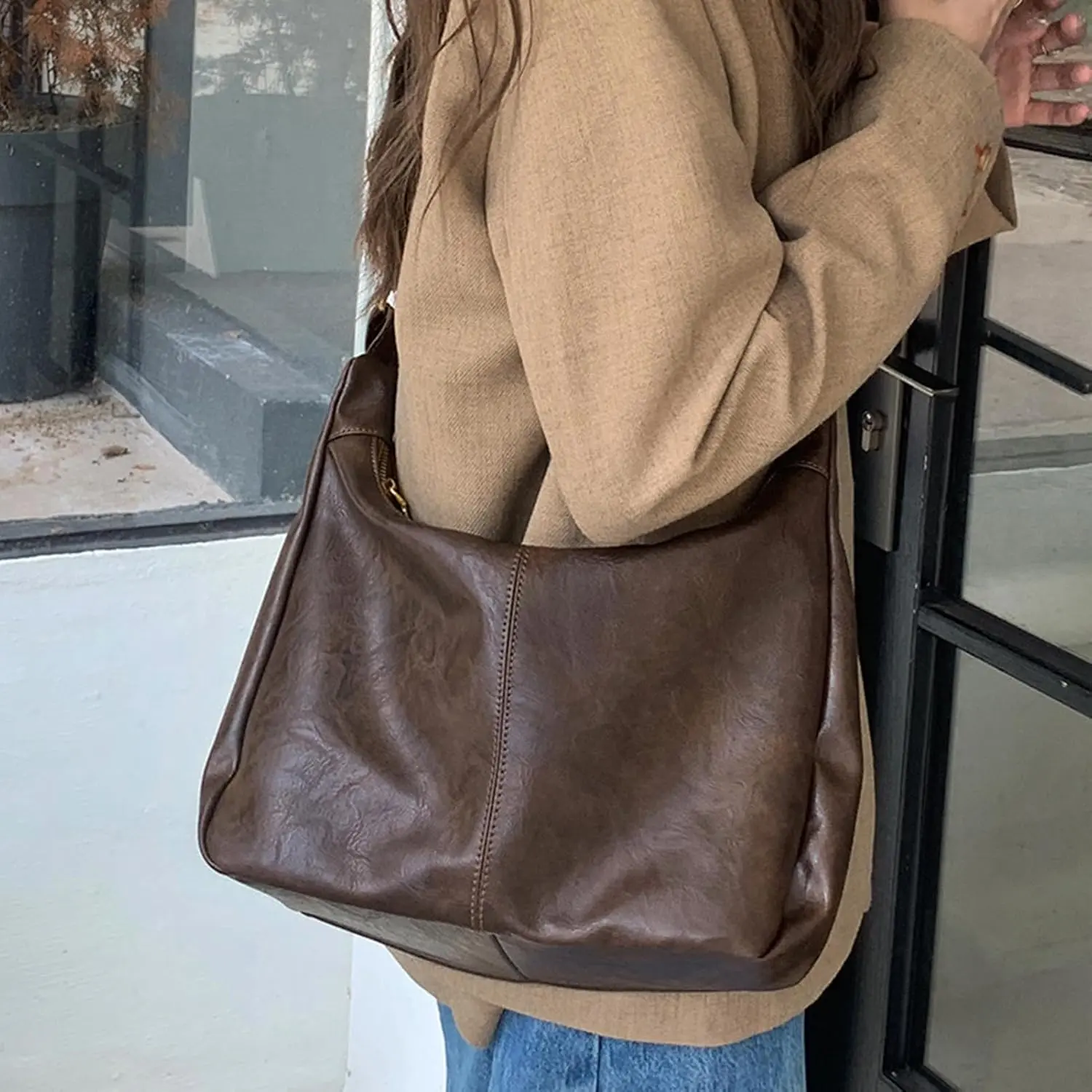 Hobo Bags for Women, Ultra Soft Foldable Vegan Leather Shoulder Handbag, Stylish Slouchy Tote Purses celestina