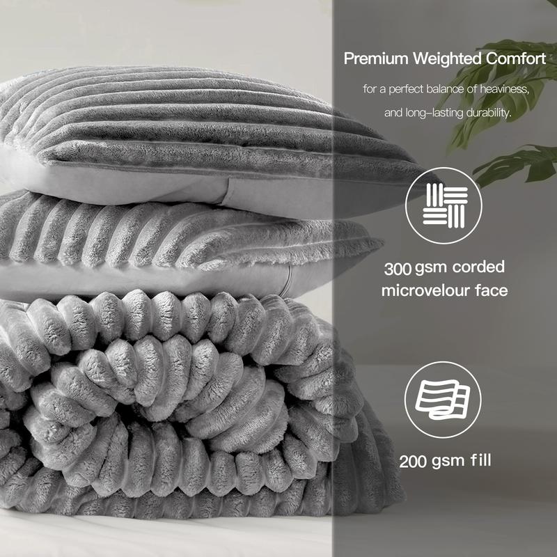 Regency Heights Comforter Set, Microfiber Reverse, Lightweight, Super Soft Ribbed Velvet Comforter, 2 Shams, All Season Bedding Duvet