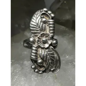 Long squash blossom  ring Navajo size 6 sterling silver women girls