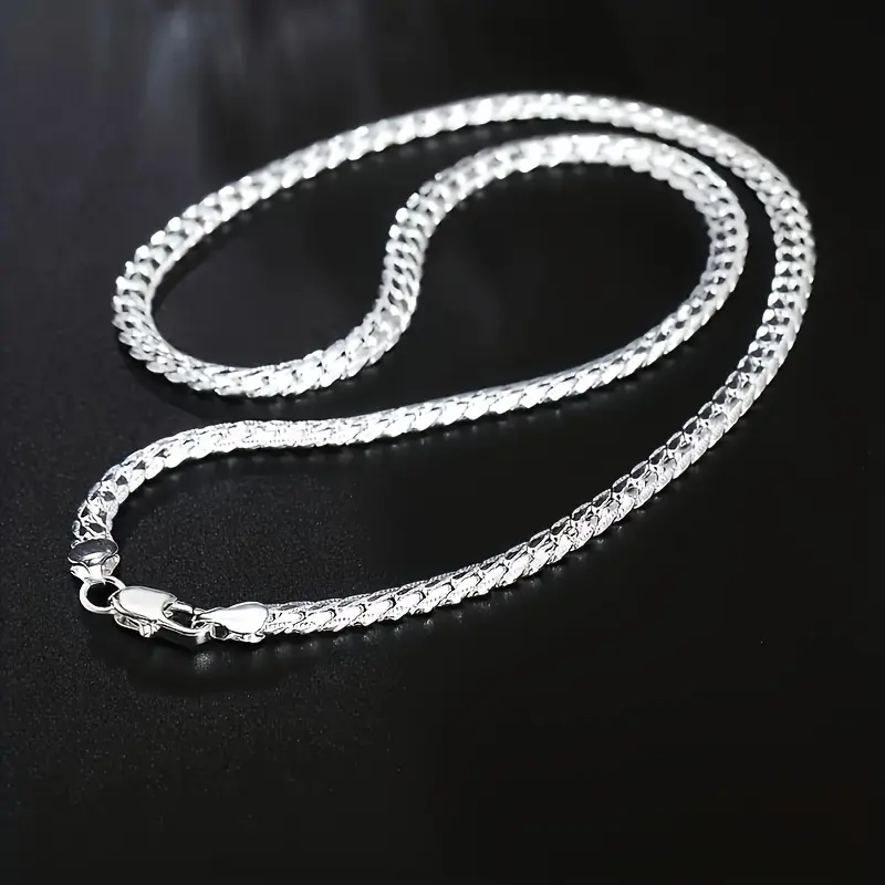 Silver Tone Chain Necklace 20 Inch, Hypoallergenic Unisex Jewelry for Everyday Wear, Sturdy Wedding Engagement Gift for Couples