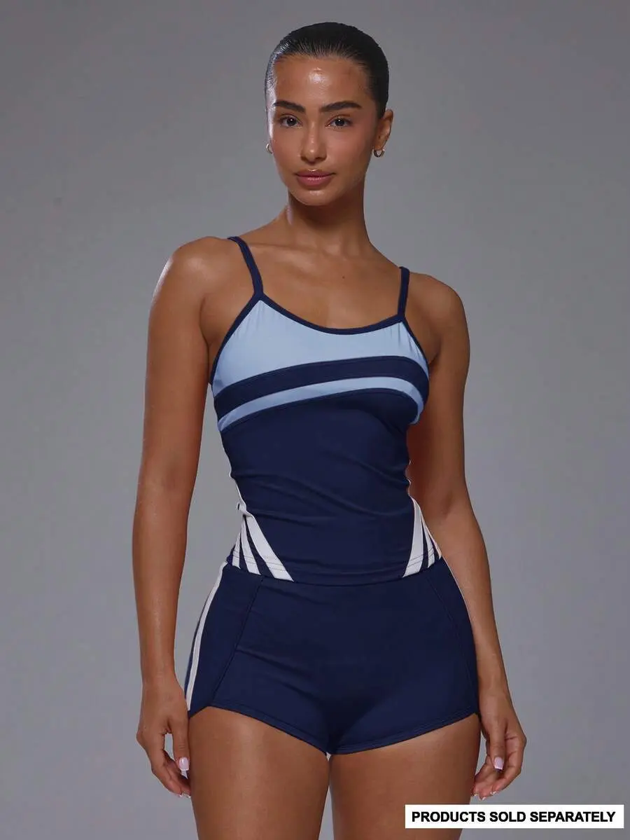 OFFGIRD x Musera Sport Scoop Neck Strappy Stripe Detail Fitted Cami Tank Top Coord Top Only Gym Active Sports Pilates Running Cute Girly Daily Everyday Slowburn