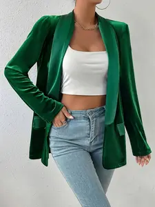 Women's Velvet Suit Jacket, High-Quality Fabric, Slim-Fitting Design, Perfect for Office & Party Wear, Stylish Women's Outerwear