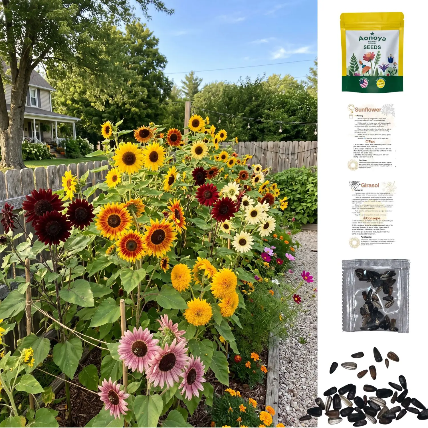 50pcs Multicolor Sunflower Seeds for Planting, Sunflower Flower Seeds, Colorful Summer Garden Blooms, Easy Grow Annual Flowers