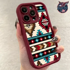 Western Southwestern Aztec Tribal Geometric Pattern for iPhone 17 16 15 14 Pro Max 13 12 11 Air XR XS Plus Slim Shockproof Protective TPU Case