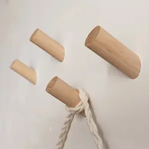 2-Pack/4-Pack Solid Wood Hat Hooks, Birch Wood Slant Wall Hooks, Creative Living Room Bedroom Door Back Wooden Entryway Coat Rack, Key Hook