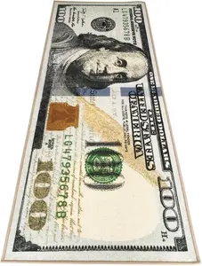 Money Rugs 100 Dollar Bill Runner Cool Area Rug for Living Room Kitchen Rug Laundry Runner Rug Bedroom Bathroom Mat (22" x 53")