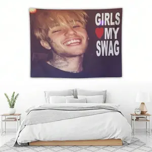 Lil Rapper Peep Music Tapestry, Suitable For University Dormitories, Bedrooms, And Living Rooms, Soft Texture, Easy To Hang, Perfect Fan Gift