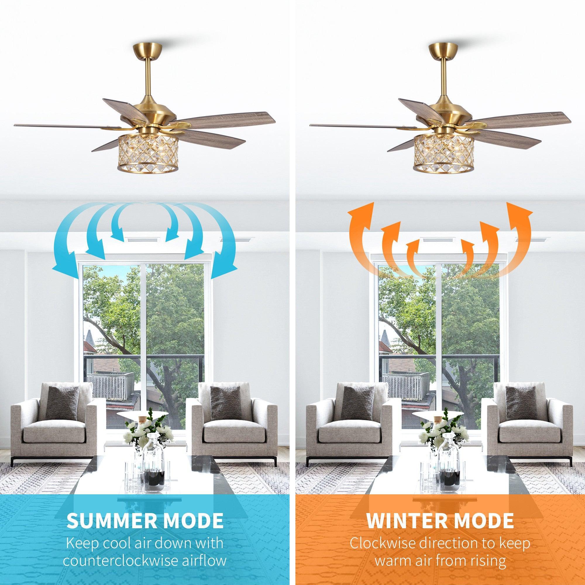 Luxurious 52-Inch Gold Ceiling Fan with Dimmable LED Light & Remote Control | Modern Elegant Home Decor