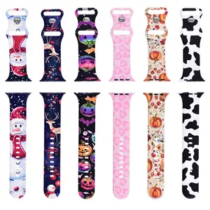 Stylish Tech Wearable Accessories, Adjustable Wild Leopard Pattern Silicone Watch Strap for iWatch, Soft, Durable, Comfortable Wristband