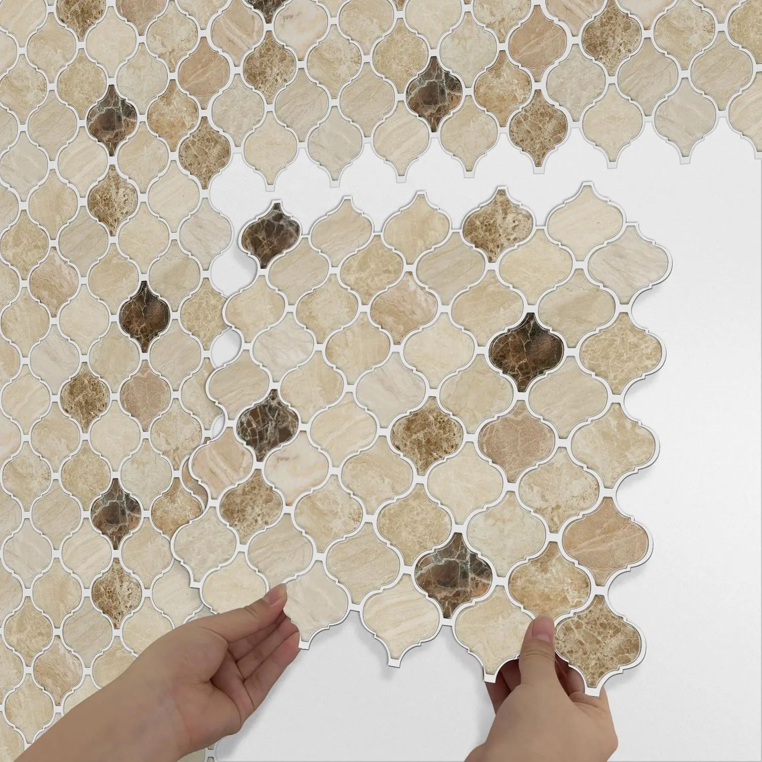 3D Marble Pattern Decorative Wall Sticker, 12pcs/set Self-adhesive Wall Tile Sticker, Waterproof Wall Decal for Kitchen & Bathroom Home Decor