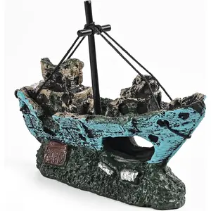 Fish  Decoration Aquarium Accessories, Fish  Ornaments, Shipwreck Decor,  Material Sunken Ship Decorations for Fish Favors, Multi