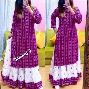Bandhej Kurthi with skirt!