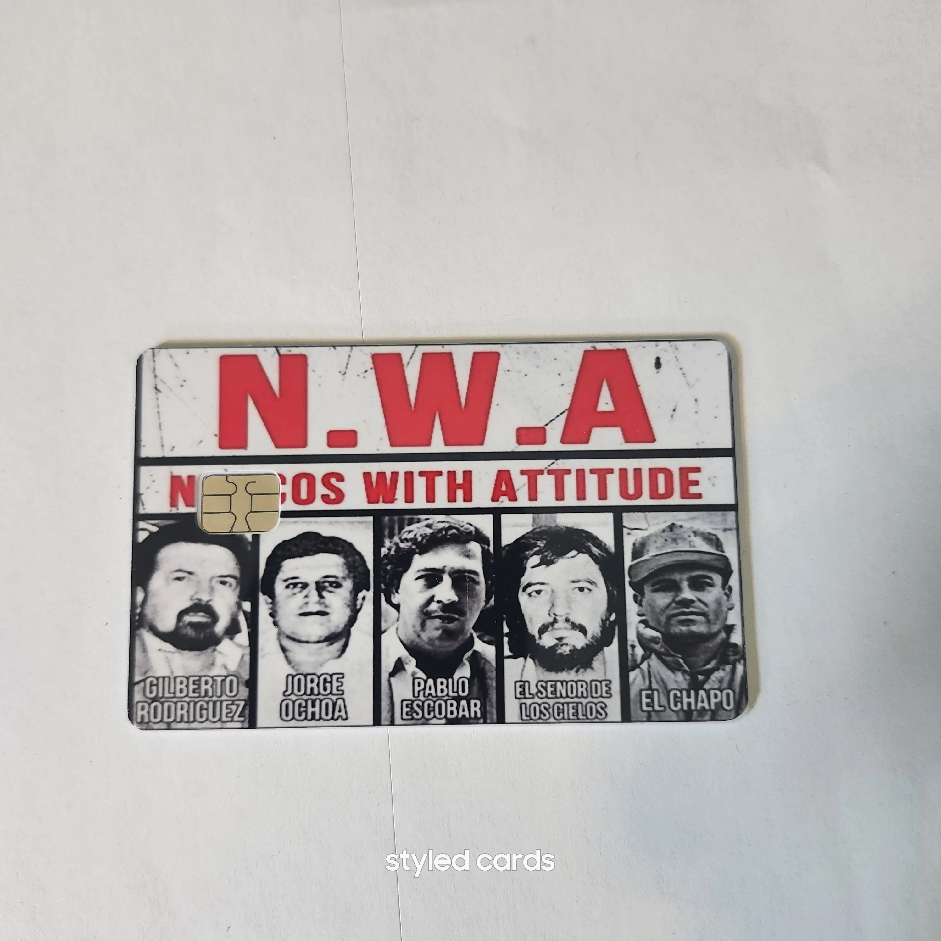 N.W.A Debit Card Sticker - "NO GUSTO WITH ATTITUDE" Design Featuring Seven Individuals - Stylish Card for Personal Use