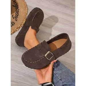 Women's Retro Boken Shoes Fall New Height Increase Thick Sole Casual Slip-On Two-Wear Lazy Loafers, Textile Upper, Rubber Sole(Sheets)