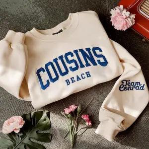 Cousins Beach Embroidered Sweatshirt, TSITP Shirt, Team Conrad, Team Jeremiah, Summer Vibes, Bookish Merch, Summer Vibe Gift, Gift For Her