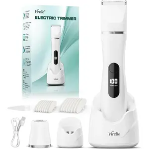Women's bikini trimmer - painless waterproof electric shaver (mesh type), suitable for leg, body, armpit, and facial hair; Wireless design, equipped with ceramic blade and USB charging dock; Compact and portable, a thoughtful gift for her.