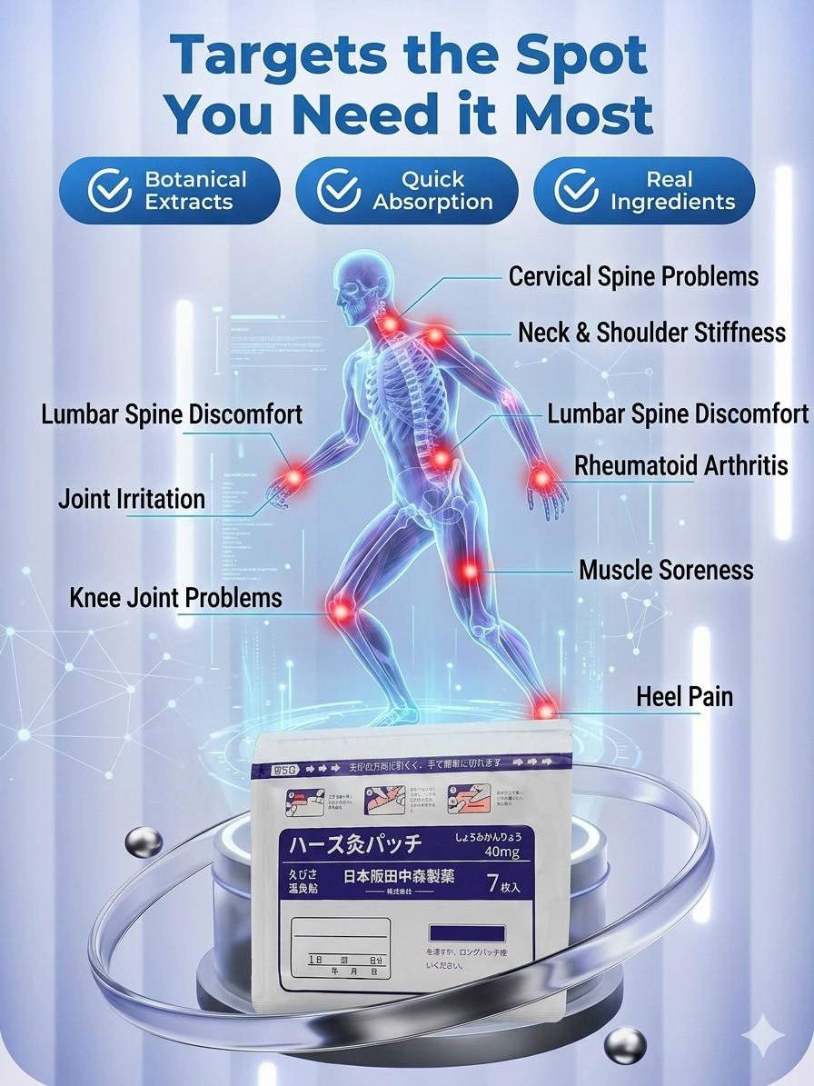 Multi-Purpose Herbal Heating Pads for Joint Support, Fast Warmth Deep Tissue Patch for Gout & Muscle Discomfort, 7 Pcs Long-Lasting Therapy