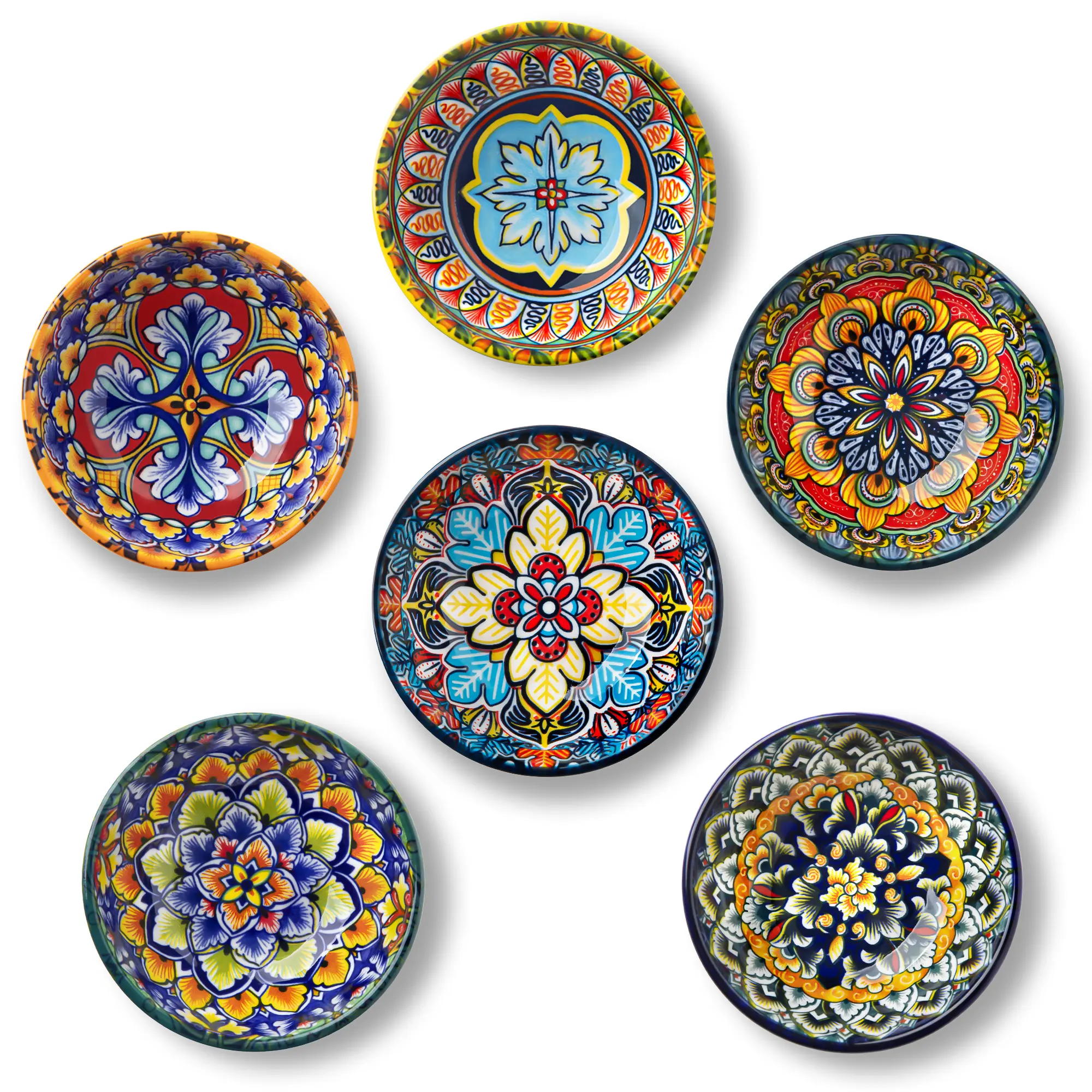 vancasso SIMI 2.7 oz Ceramic Dipping Bowls Set of 6, Bohemian Mini Sauce Bowls, 3 Inch Small Bowls for Soy Sauce, Sushi, Condiments & Appetizers, Microwave & Dishwasher Safe