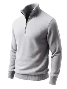 URBAN BUCK Mens Mock Neck Quarter Zip PULLOVER Sweater - Long Sleeve Rib Knit Stand Collar Casual Thermal Noah Shirt for Winter