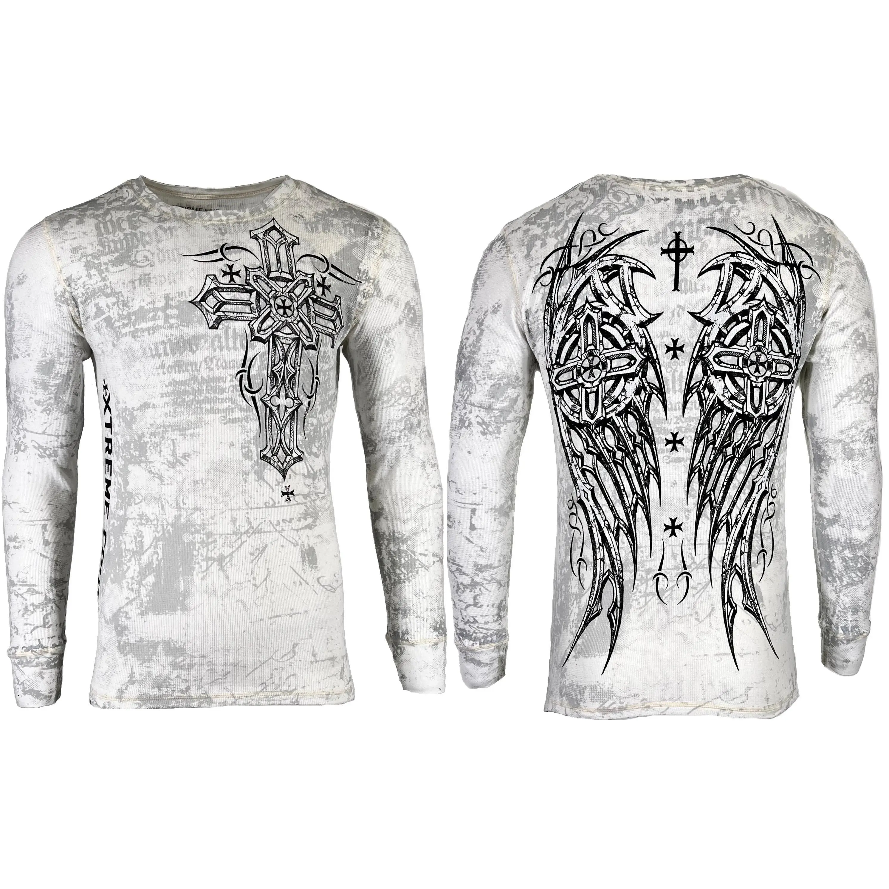Xtreme Couture Men's Darker Side Graphic Long Sleeve Cotton Thermal T-Shirt - 100% Cotton, Round Neck, Biker Gothic Style, Pull On, No Shrink, Year-Round, 2XL, Casual, Cold Wash, USA Printed Menswear Top