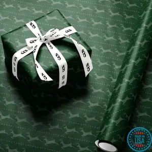 Green Reindeer Gift Wrapping Paper: Holiday Deer Pattern, Glossy or Matte