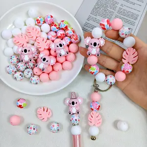 56 silicone beads 3D animal koala theme, earrings, necklaces, bag chains, bracelets, pens, phone charms, makeup brushes, keychains, and other DIY kit accessories, Christmas and Valentine's Day gifts.