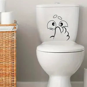 2pcs Creative Funny Expression Wall Stickers, Bedroom Shower Room Decoration, Bathroom Wallpaper, Adhesive PVC Wall Decals
