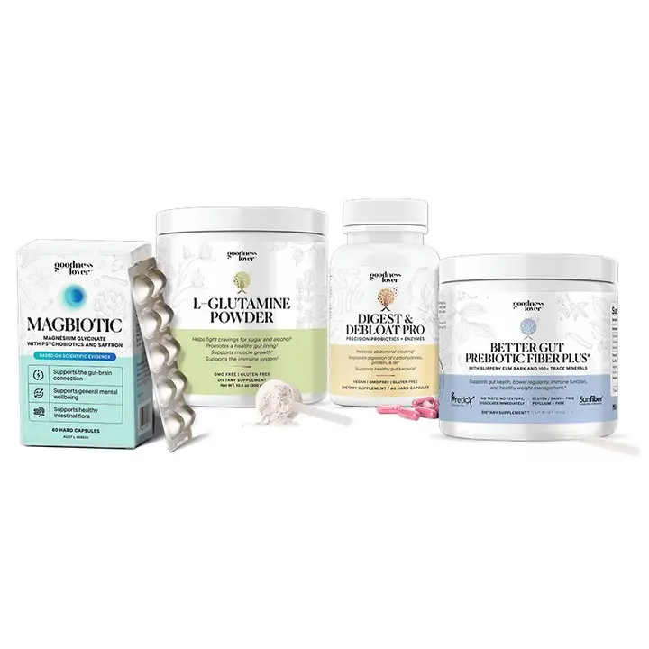 Goodness Lover Intermediate Gut Repair Program - 30-Day Protocol with MagBiotic, L-Glutamine, Digest & Debloat Pro, Better Gut Prebiotic Fiber Plus for Enhanced Digestion and Gut Health