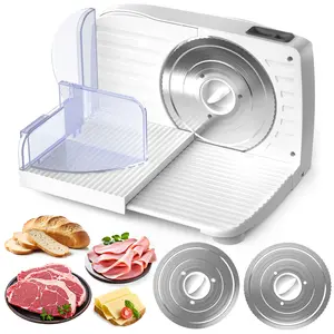 PANCERKA Electric Meat Slicer, Food Slicer with Adjustable Thickness, Automatic Precision Cutting, and Removable Stainless Steel Blade. Suitable for Vegetables, Meats, Deli Foods, Cheese, and More, Suitable for Home and Commercial Use