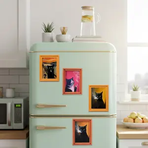 Whimsical Frog Fridge Magnet - 1pc/2pcs Funny Frog with Middle-part Hairstyle - Mini Photo Frame Design - Eco-friendly Bamboo Material - Versatile Home & Office Decor - Great Holiday Gift for Cat Lovers kitchen