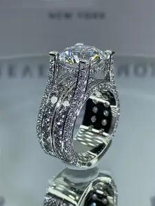 1 PC Luxury Cubic Zirconia Ring For Women Statement Rings Wedding Promise Rings For Wedding Engagement Party Jewelry Valentine's Day Gift