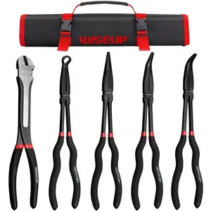 5Pcs Long Needle Nose Pliers Set ,Premium Carbon Steel,11" Long Reach Straight ,45° Bent Nose ,90° Bent Nose Plier,Diagonal Pliers for Narrow Spaces