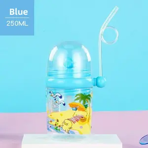 Whale water cup with water spray, high aesthetic value, with straw, windmill design, popular online cup, cute summer children's anti-drop water cup. Portable Large Capacity Smoothie Blender hashira demon slayer
