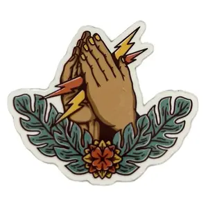 Praying Hands Lineman Electrical Hardhat Sticker - 3 Inch Compact Design for Linemen - Thoughtful Gift for Their Profession