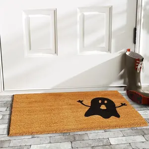 Halloween Ghost Doormat, 17" x 29", Natural/Black - Perfect for Your Home